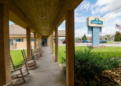 Norma Dan Motel sitting area with rocking chairs