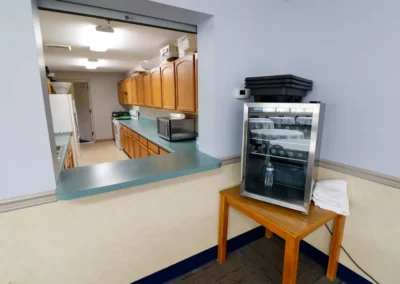 Norma Dan Motel window and kitchen prep area