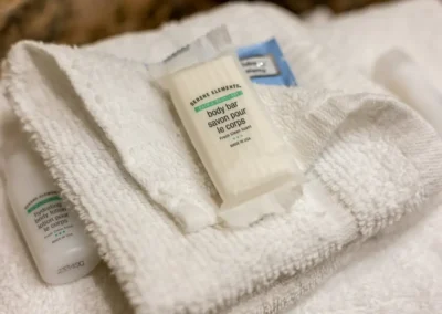 Norma Dan Motel wash cloth, hand towel and toiletries