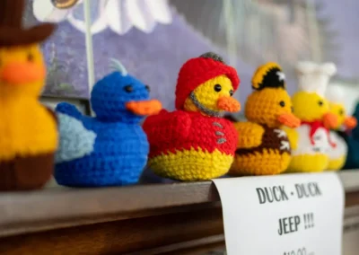 Norma Dan Motel jeep invasion crochet ducks
